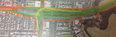 Map showing Eastern Freeway meeting tunnel